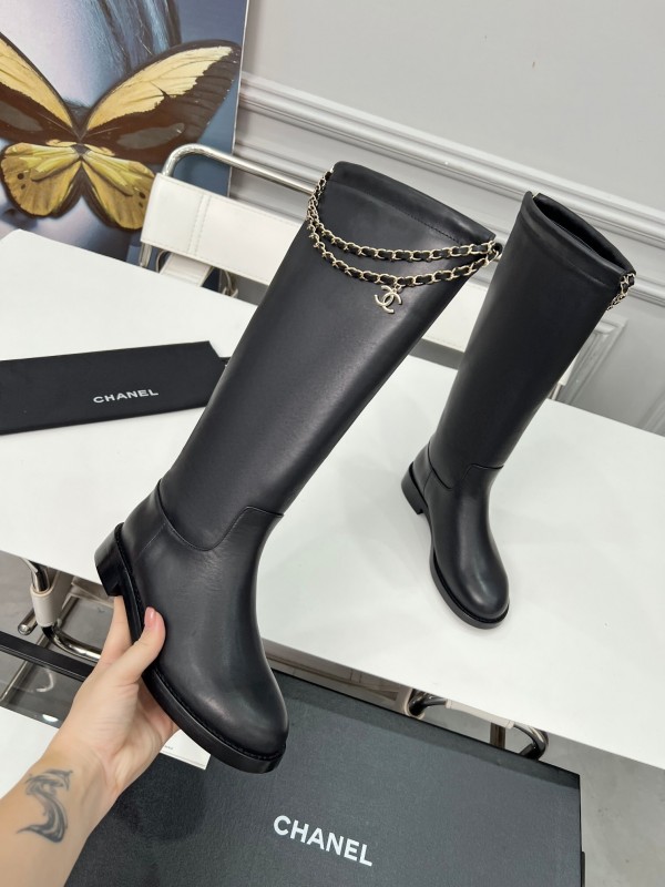 Chanel 2025 SS Quilted Leather Chain CC Four-Leaf Clover Flat Ankle Boots - LY00510