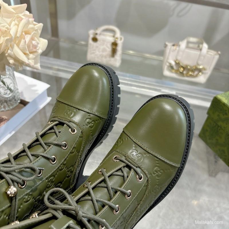 Gucci GG Lace-Up Ankle Boots in Calfskin - LY00380