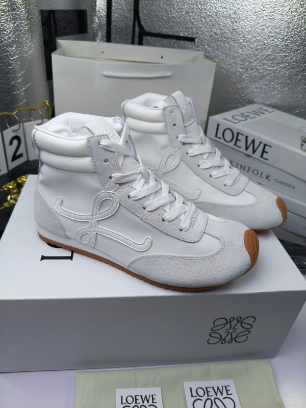 LOEWE High-Top German Training Sneakers Retro Fashion Casual White Shoes - LY00330