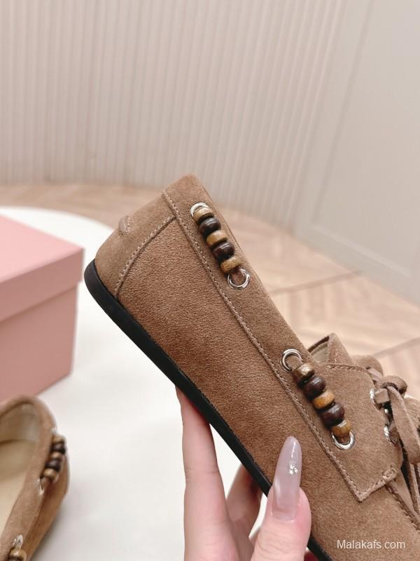 Miu Miu Fall/Winter 2025 Tassel Loafer Mule with Bead Accents - LY00330