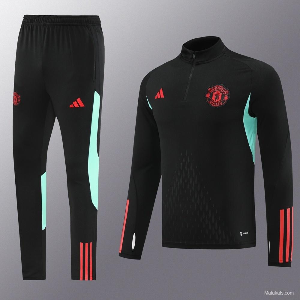 25/26 Manchester United Black Half Zipper Jacket+Long Pants