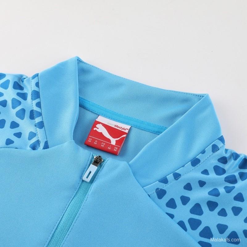 25/26  Manchester City Sky Blue Half Zipper Jacket+Long Pants