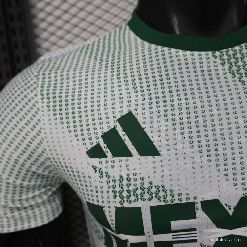 2025 Player Version  Mexico Away White with Halftone Dot Pattern World Cup Commemorative Jersey