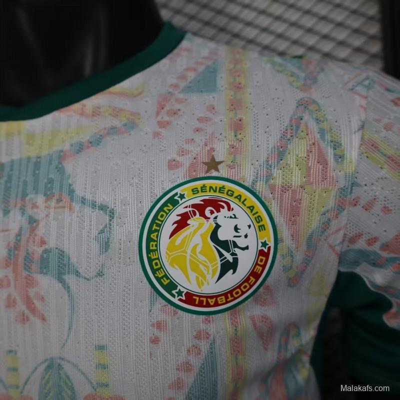 25/26 Player Version  Senegal Away White with African Traditional Pattern Jersey
