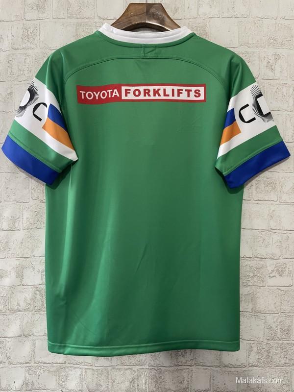 25/26 Canberra Raiders Green with White, Blue and Gold Stripes Jersey