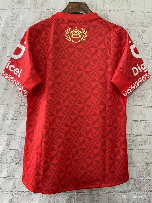 2026 Tonga Rugby League Red with Traditional Polynesian Geometric Pattern Jersey