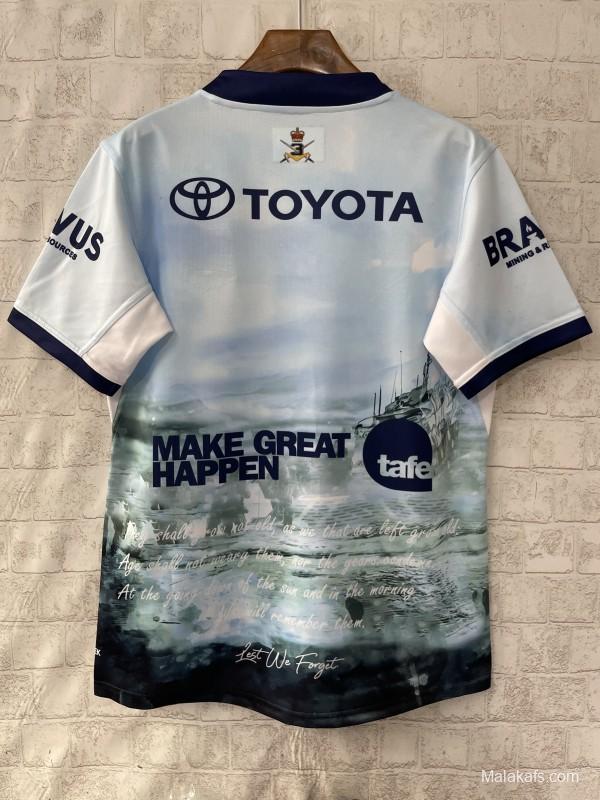 25/26 North Queensland Cowboys White with ANZAC Gallipoli Commemorative Jersey