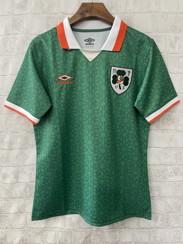 2025 Ireland Green with Celtic Knot Pattern and Orange Trim Jersey