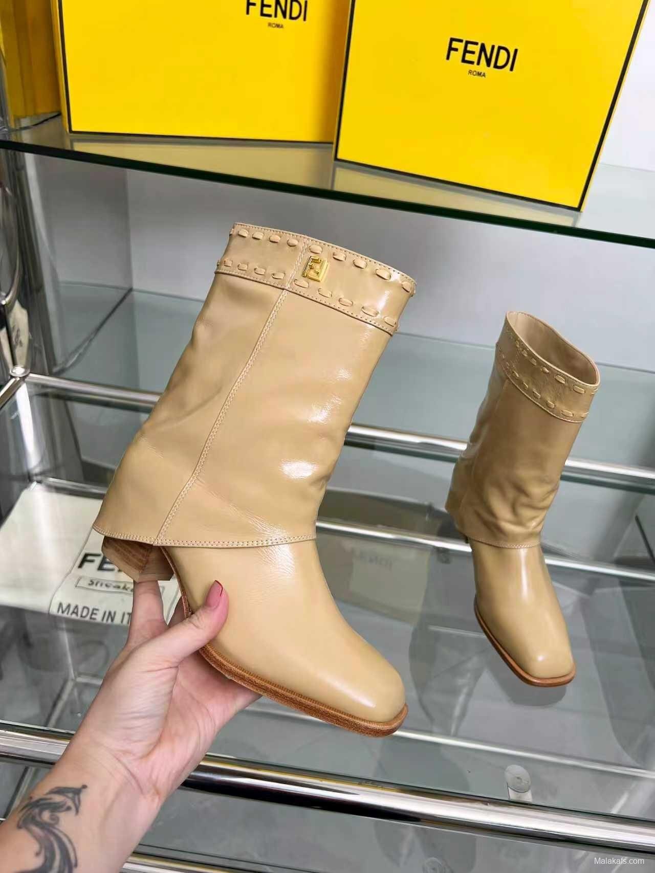 Fendi 2025 SS Straight-leg Boots with Wide Heel - LY00440/LY00510