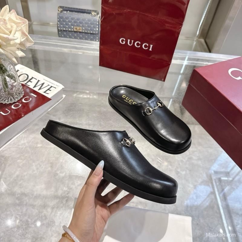 Gucci Camel Suede Horsebit Women's Barefoot Mules - LY00240