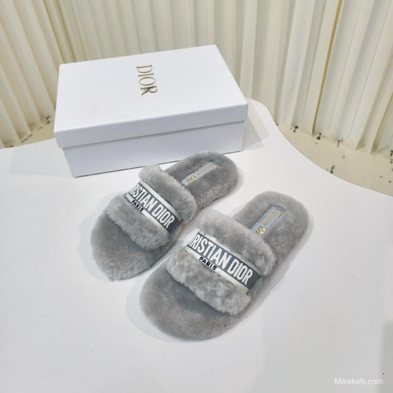 Dior Metal Buckle Wool Slippers Collection - LY00280
