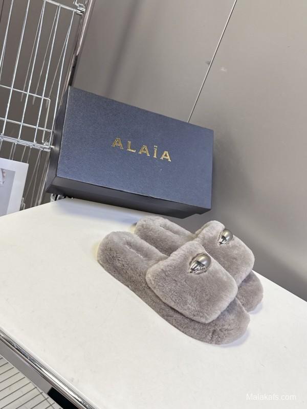 ALAÏA Fall/Winter 2025 Latest Fur Slippers - KFY00230