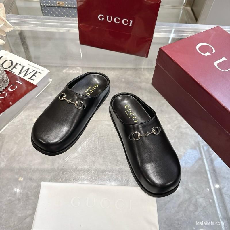 Gucci Camel Suede Horsebit Women's Barefoot Mules - LY00240
