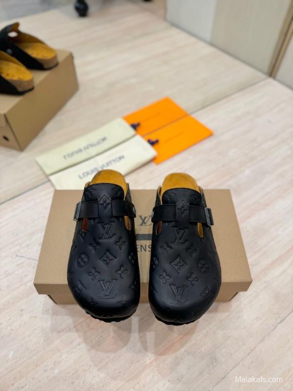 Louis Vuitton Louis Vuitton × BIRKENSTOCK Collaboration Boston Closed-Toe Soft Sole Mule Slippers - KFY00300