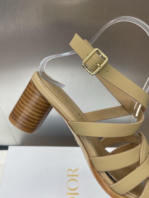 Dior D-Club Jelly Color Hollow Layered Cross Strap Mid Heel Women's Shoes - KFY00290