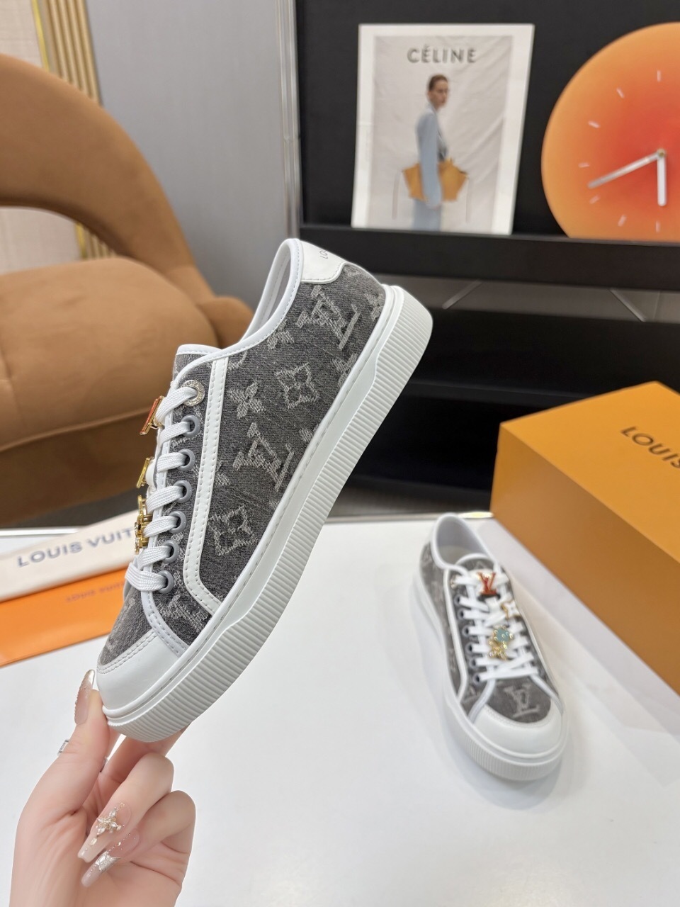 Louis Vuitton Lagoon Series Denim Sneakers with Monogram Embossing - AS00300