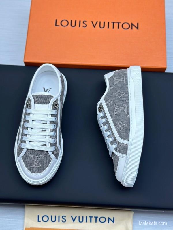 Louis Vuitton Time Out Series Monogram Animal Print Casual White Sneakers - Time Out