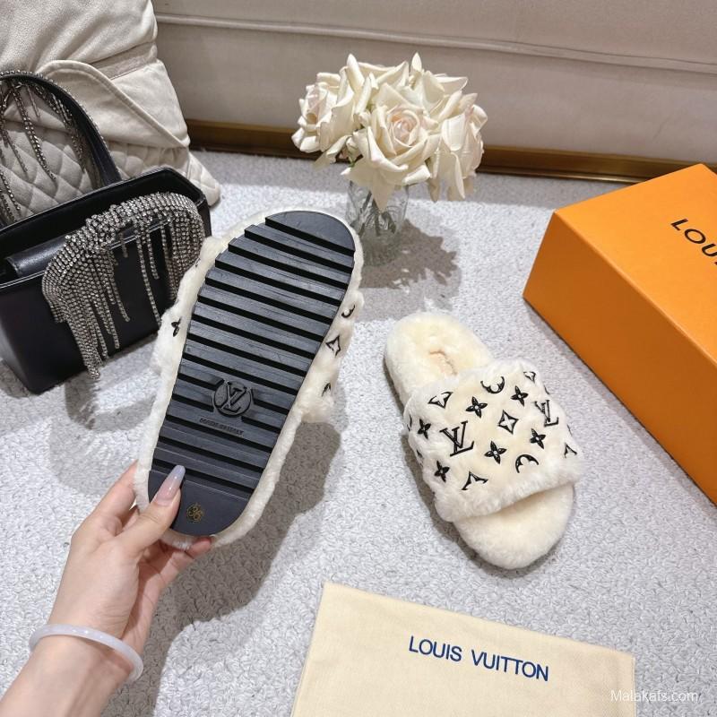 Lv 2025/ss Wool Lazy Slippers - LY00240