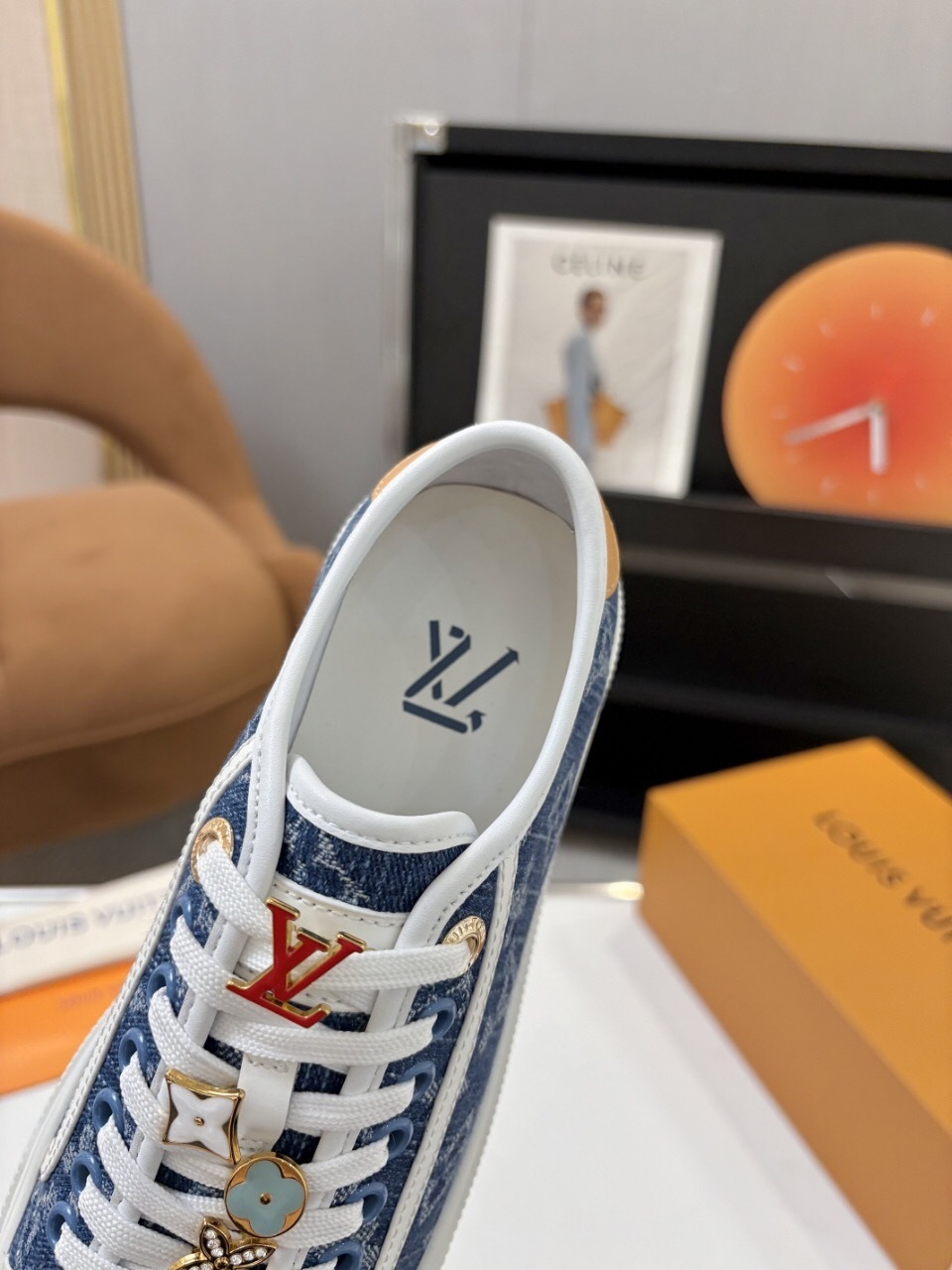 Louis Vuitton Lagoon Series Monogram Denim Sneakers with Leather Accents - AS00300