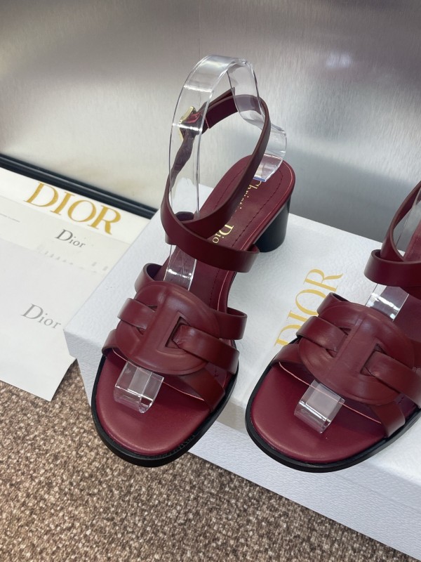 Dior D-Club Jelly Color Hollow Layered Cross Strap Mid Heel Women Shoes - KFY00290