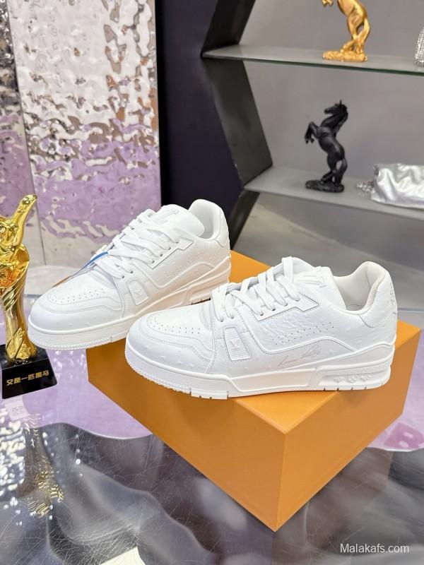 Louis Vuitton LV Trainer Maxi Sneakers Series with Ostrich Pattern - AS00400