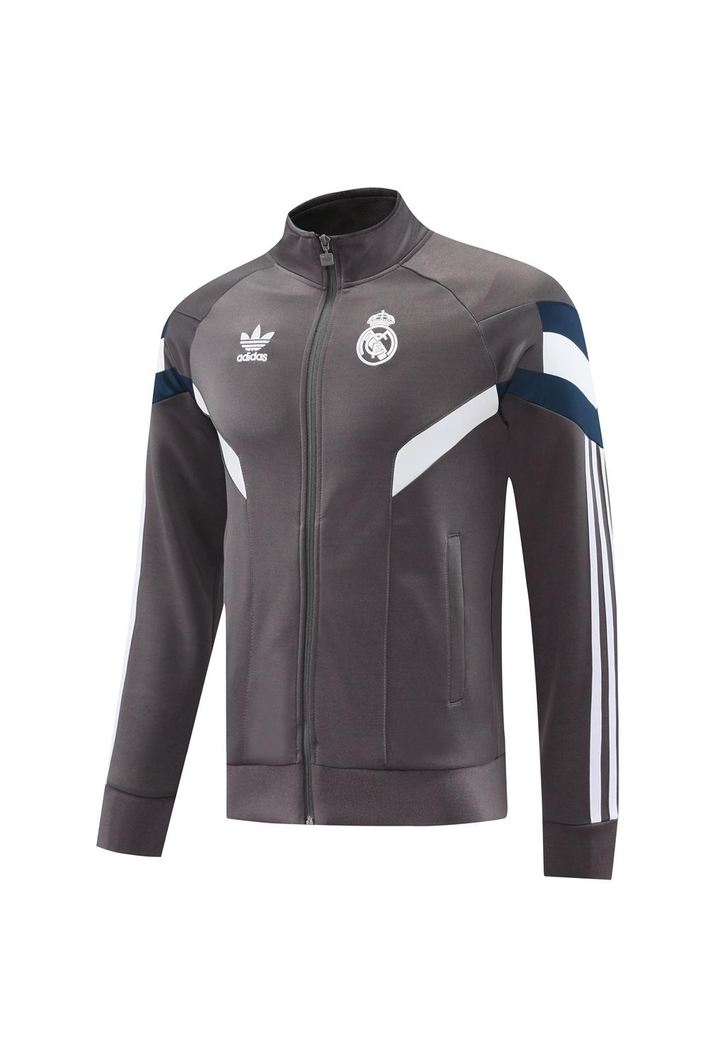 25/26 Real Madrid Light Grey Full Zipper Jacket+Long Pants