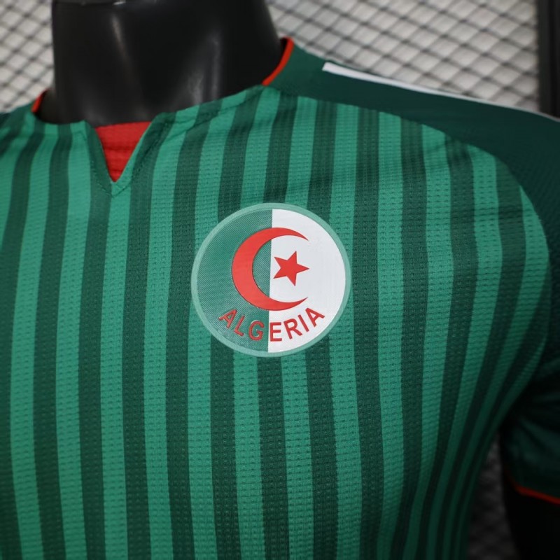 Player Version 2026 Algeria Home Green with Vertical Stripe Pattern Jersey