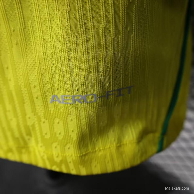 Player Version 2026 Brazil Home Yellow with Vertical Stripe Pattern Jersey