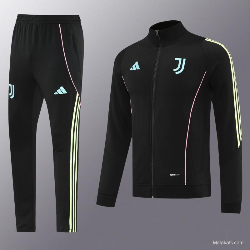 25/26  Juventus Black  Full zipper Jacket Tracksuit+ long pants