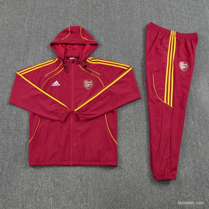 25/26  Arsenal  Red Full zipper Jacket Tracksuit+ long pants