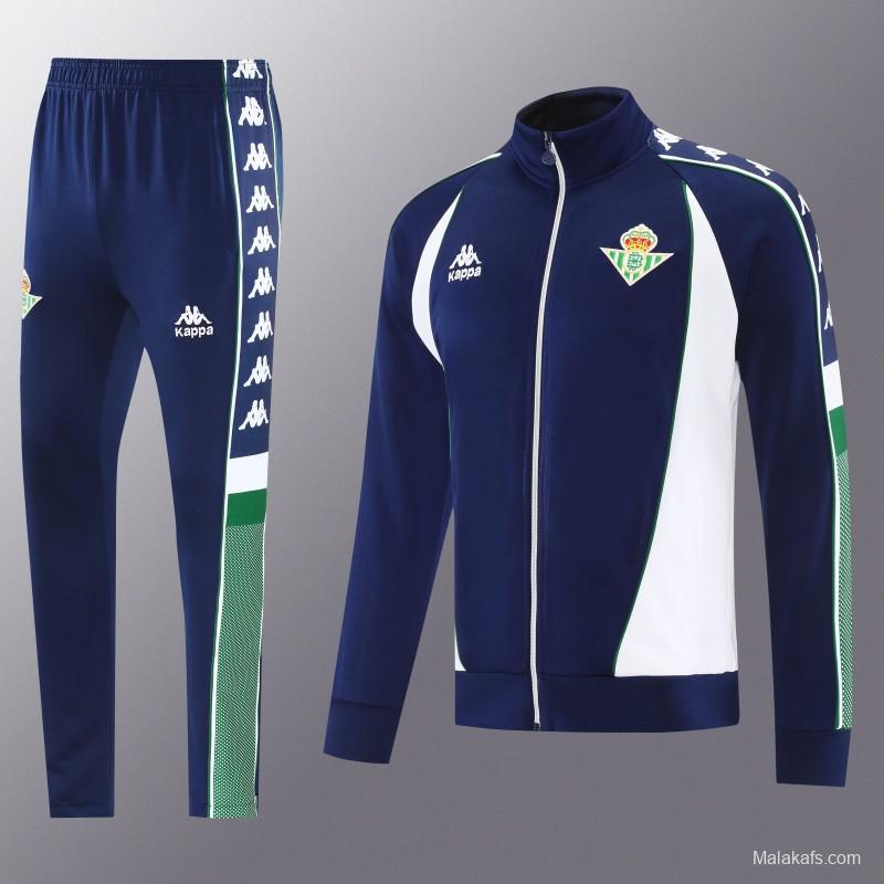 26/27 Real Betis x Kappa Navy Blue  Full Zipper Jacket Tracksuit + Long Pants