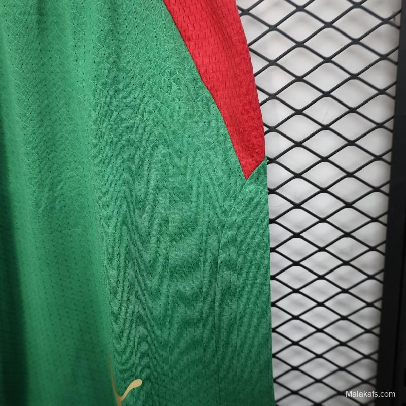 2026 Player Version Morocco Green with Red Side Panels Shorts