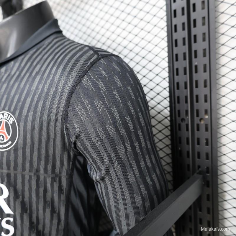 Player Version PSG 25/26 Paris Saint-Germain Black with Grey  Long Sleeve Jersey