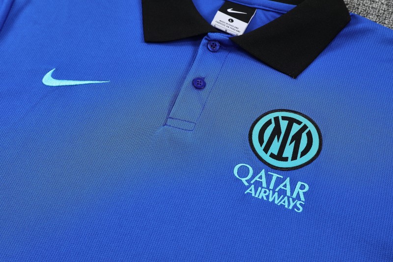 26/27  Inter Milan Blue Polo Training Shirt + Black Long Pants Tracksuit