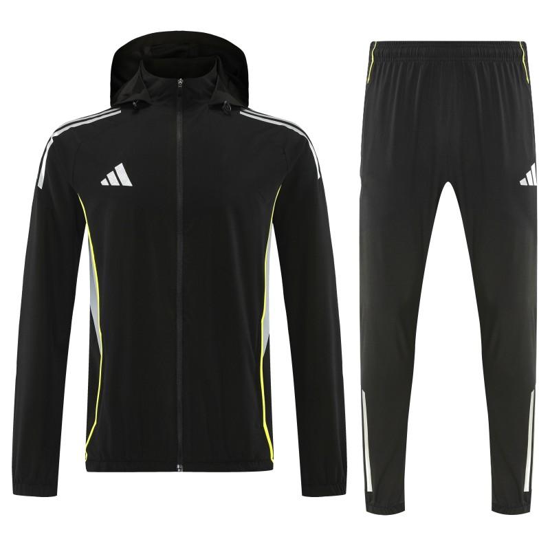 26/27 Adidas Black Full Zipper Hooded Jacket Tracksuit + Long Pants