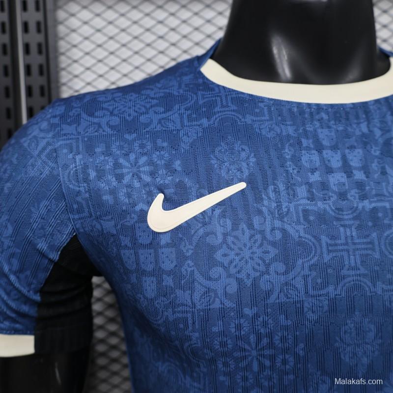 Player Version 2027 Portugal Away Blue with Jacquard Pattern Jersey