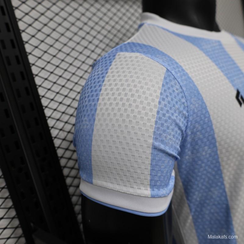 Player Version 2027 Argentina Home White & Light Blue Stripe Maradona Tribute Jersey