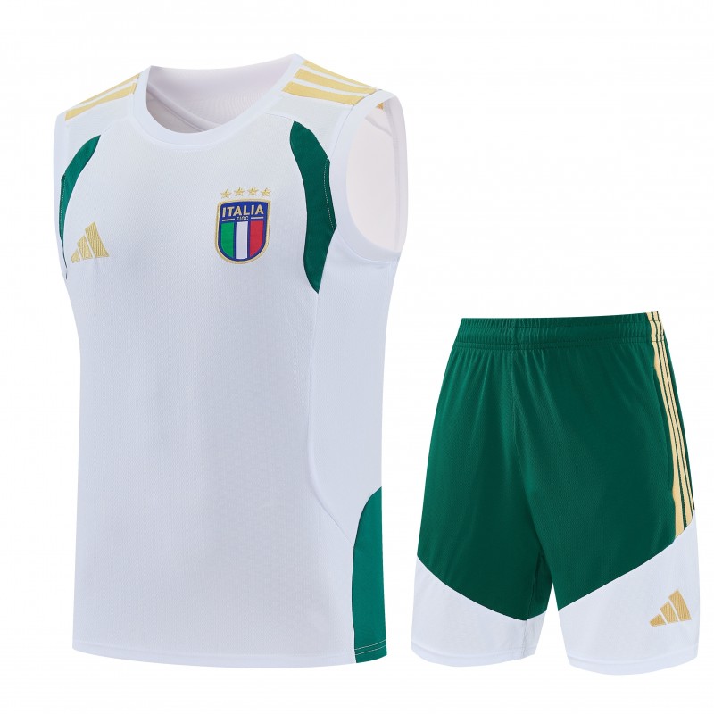 26/27  Italy White Sleeveless Training Vest +Shorts Set