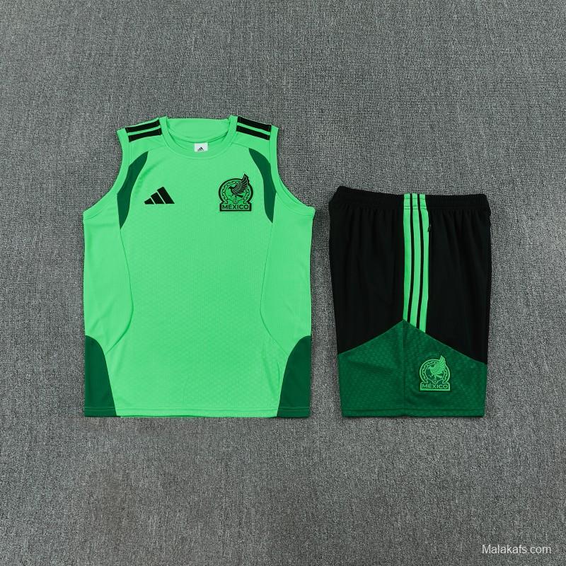 26/27  Mexico Green Sleeveless Training Vest + Black Shorts Set