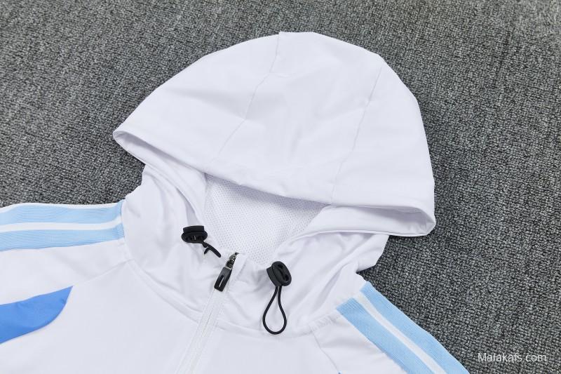 26/27 Argentina  White Full Zipper Hooded Jacket Tracksuit + Long Pants