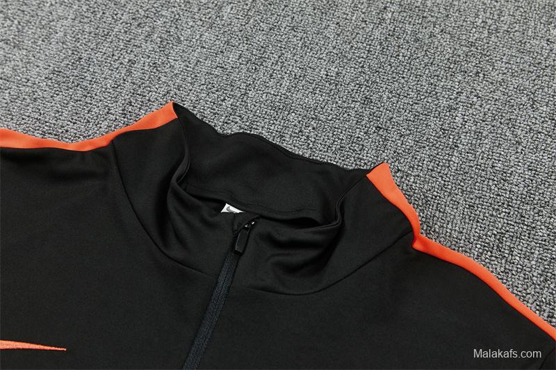 2026 Netherlands Black & Orange  Half Zipper Jacket Tracksuit + Long Pants