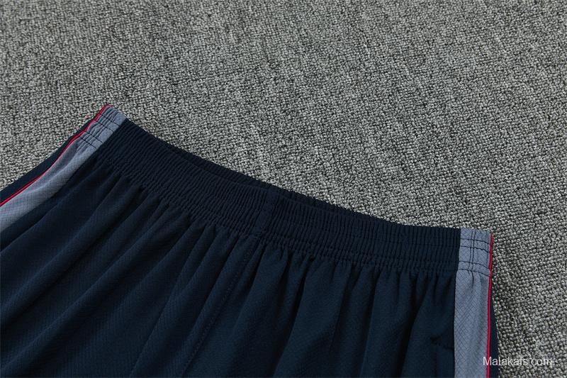 2026 England Grey Short Sleeve+ Navy Blue Soccer Shorts