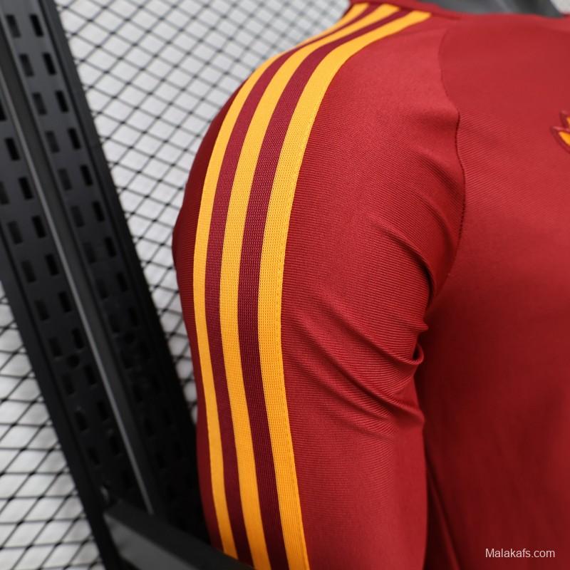 Player Version 2026 AS Roma Deep Red  84/85 Vintage Remake  Long Sleeve Home Jersey