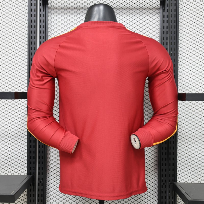 Player Version 2026 AS Roma Deep Red  84/85 Vintage Remake  Long Sleeve Home Jersey