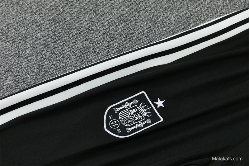 2026 Spain Black & White Half Zipper Jacket Tracksuit + Long Pants