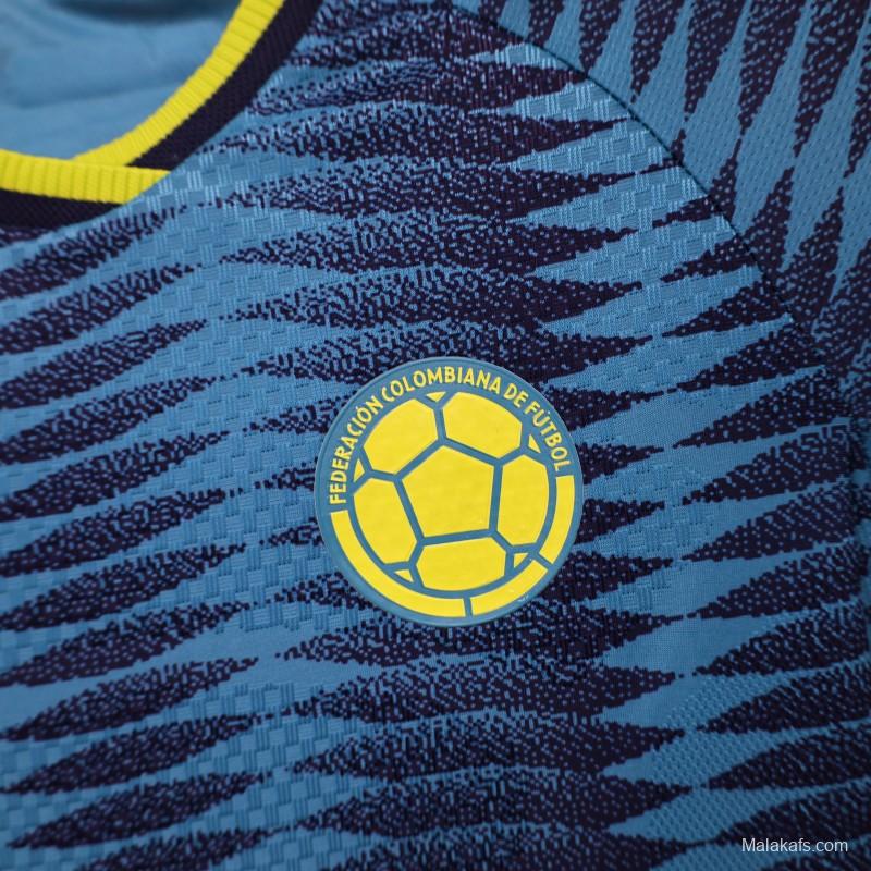 Player Version 2026 Womens Colombia Away Blue with Wave Diamond Pattern Jersey