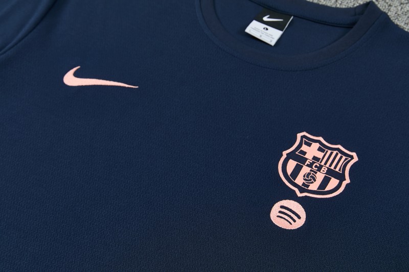 26/27 Barcelona Navy Blue Short  Sleeve Tracksuit + Long Pants