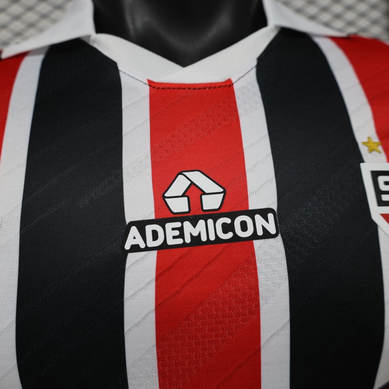 Player Version 26/27 São Paulo FC Away Red & Black Stripe  With White Collar Jersey