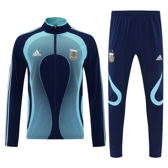 2026 Argentina Navy & Sky Blue Full Zipper Jacket Tracksuit + Long Pants