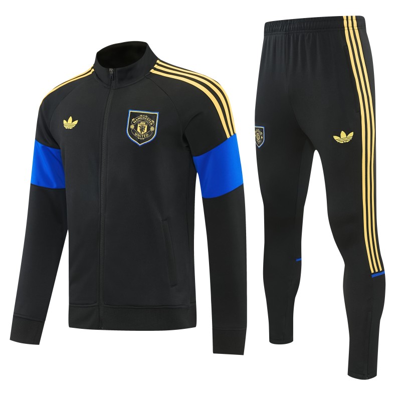 26/27 Manchester United Black & Blue Full Zipper Jacket Tracksuit + Long Pants